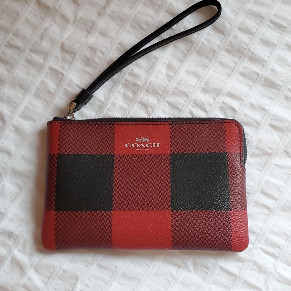 Buffalo plaid coach wristlet NWOT
